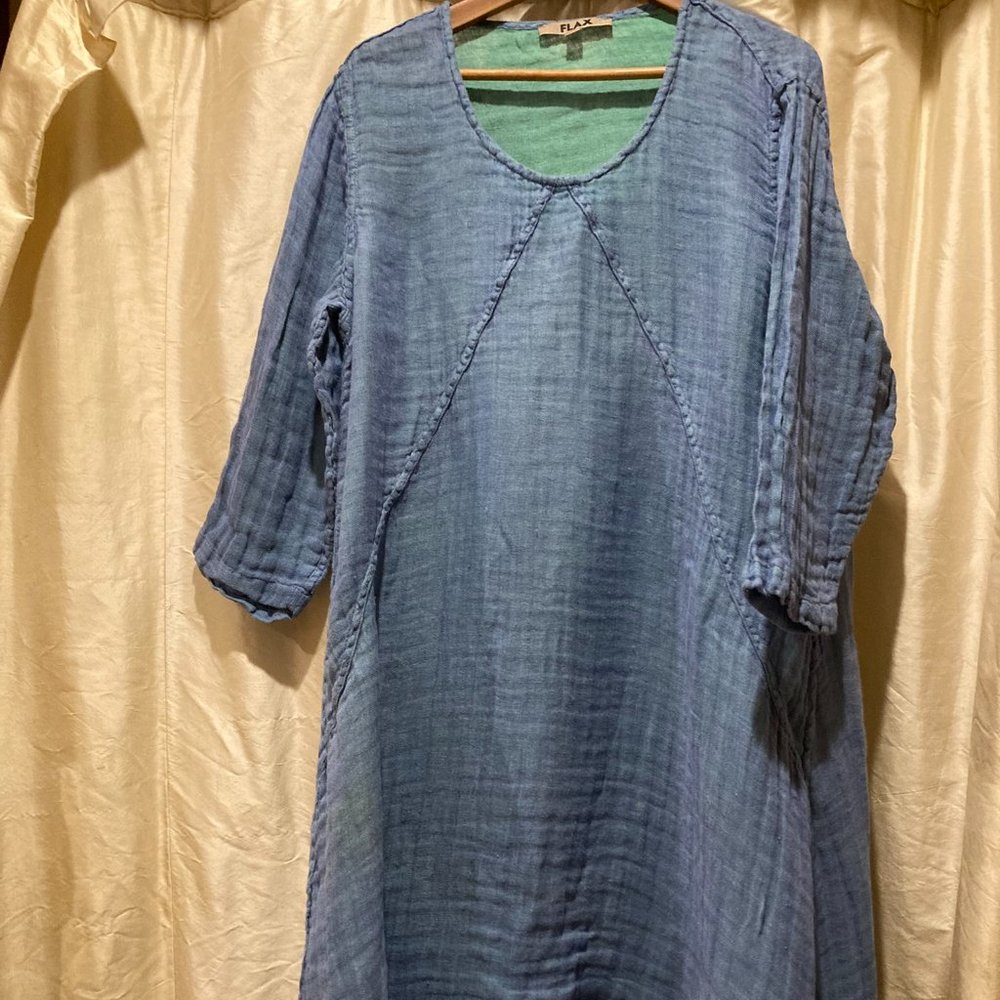 FLAX 100% Linen Dress Large